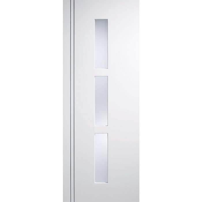 Sierra Blanco Solid Core Internal Door - Prefinished - 3L Easy Clean Laminated Frost Glazed 1981 x 762mm White SIEWHIGL30