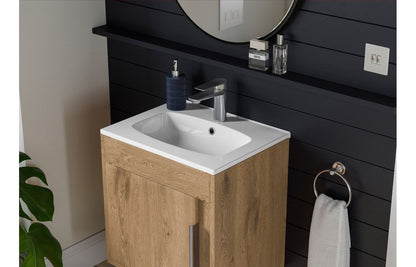 Farnham 510mm Wall Hung Unit (Basin Included) - Seville Oak