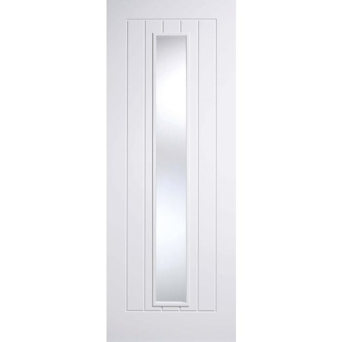 Mexicano Solid Core Internal Door - Primed - 1L Clear Glazed 2040 x 726mm White WFMEXGL726