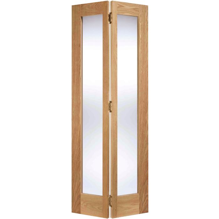 Contemporary Solid Core Internal Bifold Door - Unfinished - Pattern 10 Clear Glazed 1981 x 762mm Oak BFOP10G30