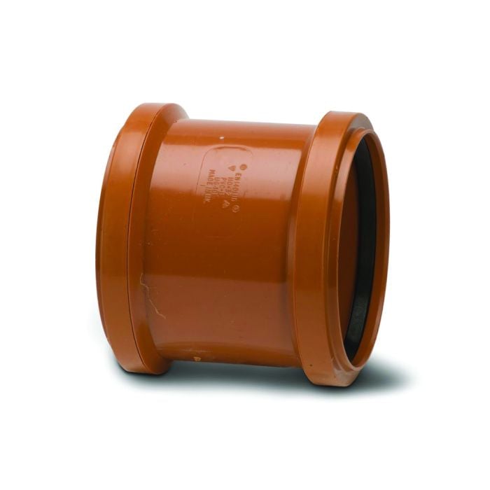Polypipe 110mm Double Socket Coupling With Centre Stop - Terracotta - UG401