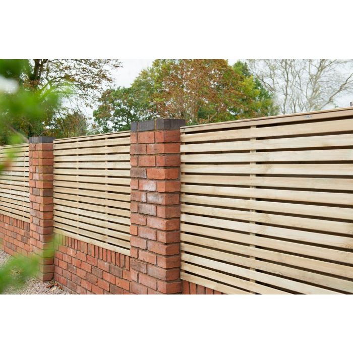 Forest Contemporary Double Slatted Fence Panel 1.8m x 1.2m Treated Timber (Pack of 5)