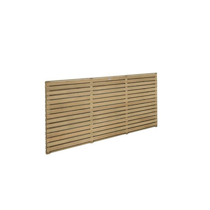 Forest Contemporary Double Slatted Fence Panel 1.8m x 0.9m Treated Timber (Pack of 5)