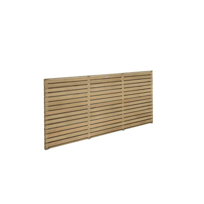 Forest Contemporary Double Slatted Fence Panel 1.8m x 0.9m Treated Timber (Pack of 3)