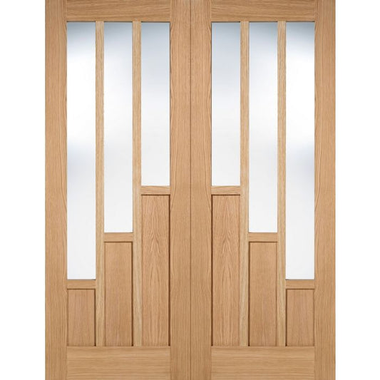 LPD Coventry 3P 3L Glazed Internal Door Pairs 1981 x 1372mm Pre-Finished Oak
