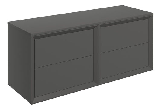 Drawn Wall Hung 4 Drawer Basin Unit & Top 1200mm - Matt Clay