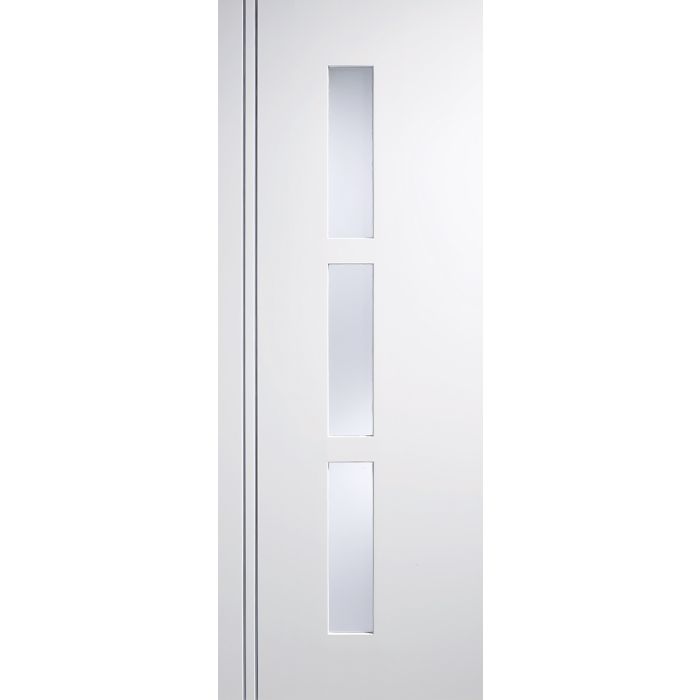Sierra Blanco Solid Core Internal Door - Prefinished - 3L Easy Clean Laminated Frost Glazed 1981 x 686mm White SIEWHIGL27