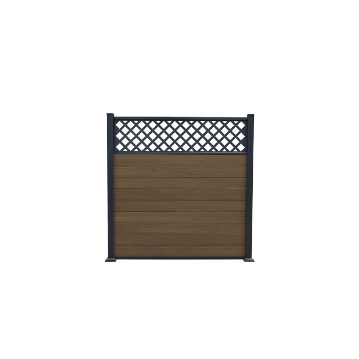 Piranha Bolt Down Composite Fence Kit inc Diagonal Trellis 6ft - Brown Cedar