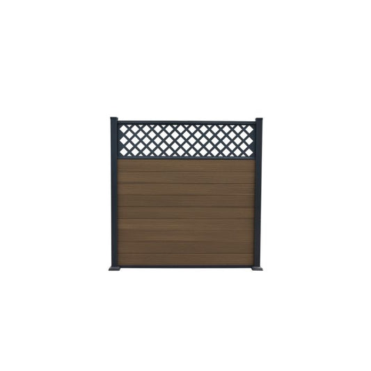 Piranha Bolt Down Composite Fence Kit inc Diagonal Trellis 6ft - Brown Cedar