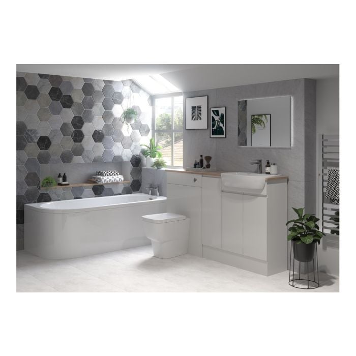Stockton Plinth W2400mm - Pearl Grey Gloss