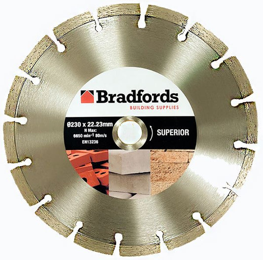 Bradfords Superior Segmented Diamond Blade 230mm x 22.23mm