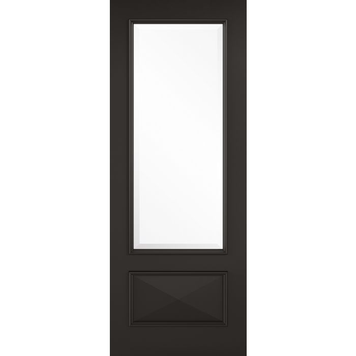 LPD Knightsbridge 1L Clear Bevelled Glazed Internal Door 1981 x 762mm Black Primed Plus