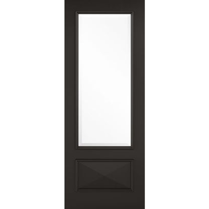 LPD Knightsbridge 1L Clear Bevelled Glazed Internal Door 1981 x 762mm Black Primed Plus