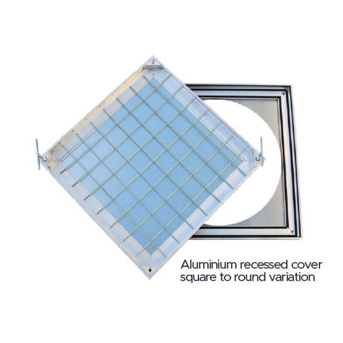 Aluminium Recessed Sealed Manhole Cover (Round to Square) 450mm