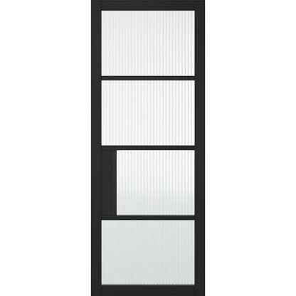 LPD Chelsea Reeded Glazed 4L Door 1981 x 686mm Primed Plus Black