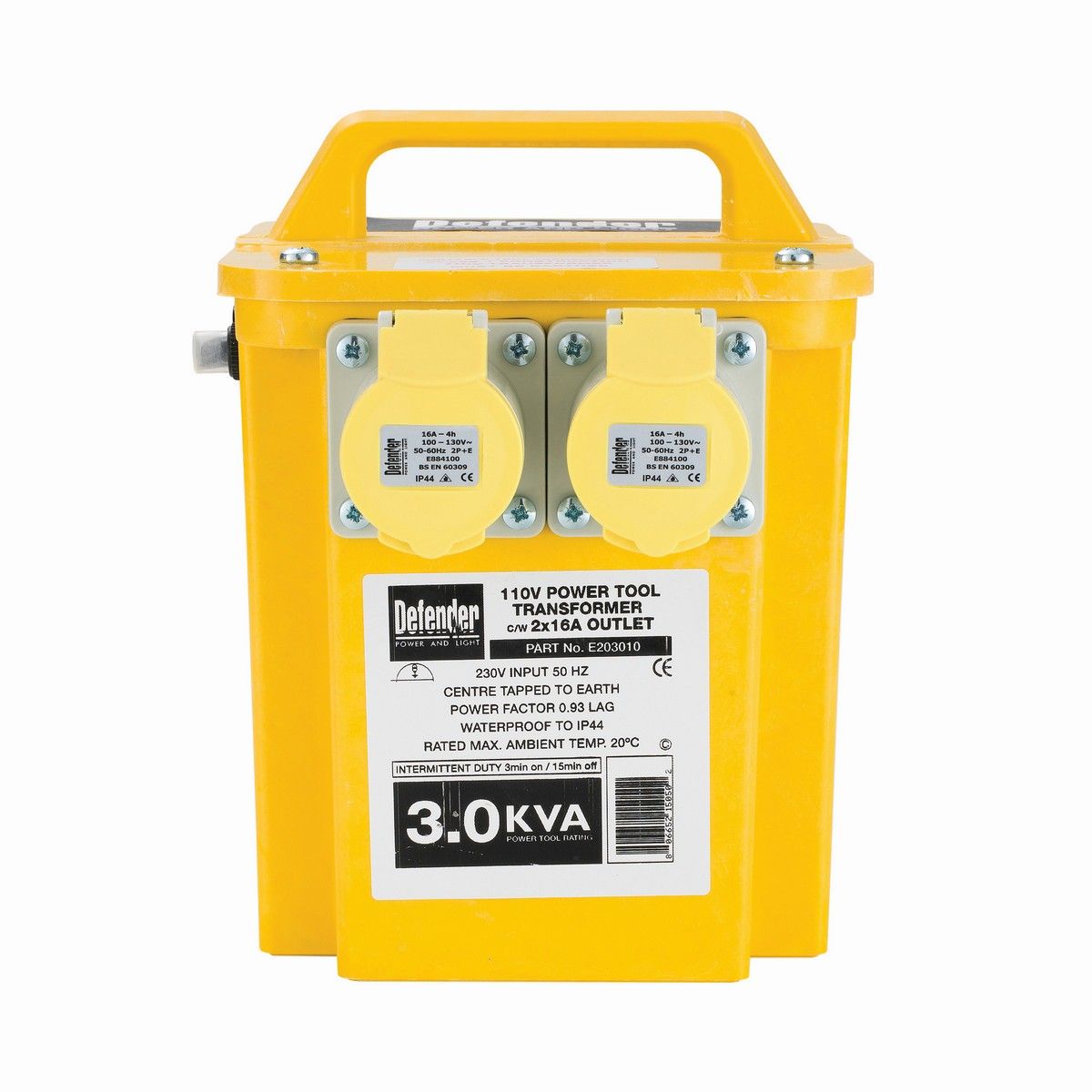 Defender Transformer - 3KVA 110V - Yellow