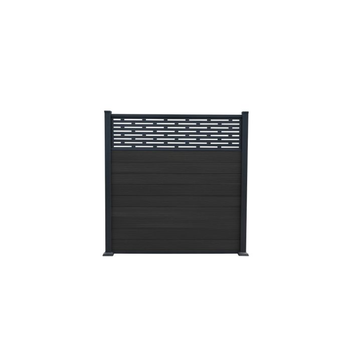 Piranha Bolt Down Composite Fence Kit inc Diagonal Trellis 6ft - Black Carbon