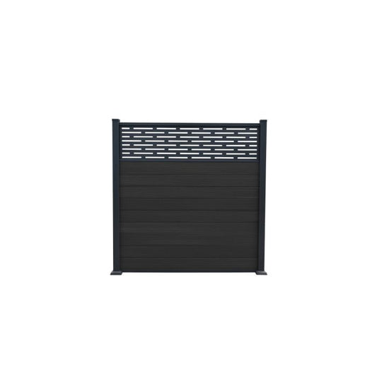 Piranha Bolt Down Composite Fence Kit inc Diagonal Trellis 6ft - Black Carbon