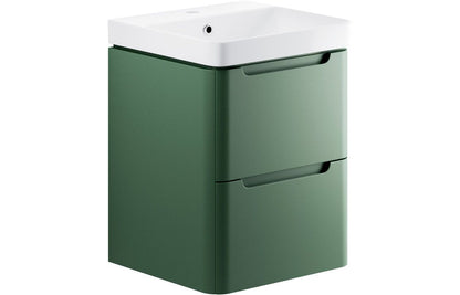 Stanton 500mm 2 Drawer Wall Hung Cloakroom Basin Unit (Basin Included) - Matt Sage Green