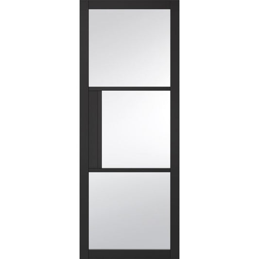 LPD Chelsea Clear Glazed 4L Door 1981 x 686mm Primed Plus Black