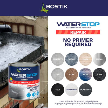 Bostik WATERSTOP Emergency Waterproof Coating 1kg - Grey