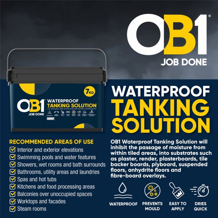 OB1 Waterproof Tanking Solution 7kg - Grey