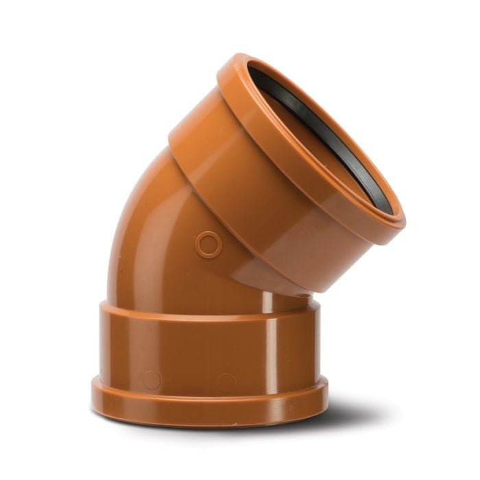 Polypipe 110mm Short Radius Bend Double Socket 45deg - Terracotta - UG403