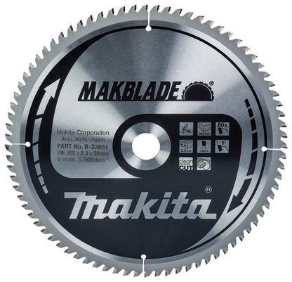 Makita Mitre Saw TCT Blade 305mm x 2.3mm Kerf - 30mm Bore x 80T