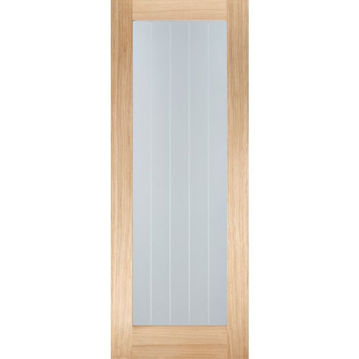 LPD Mexicano Pattern 10 Clear/Frosted Lines Glazed Internal Door 1981 x 838mm Unfinished Oak