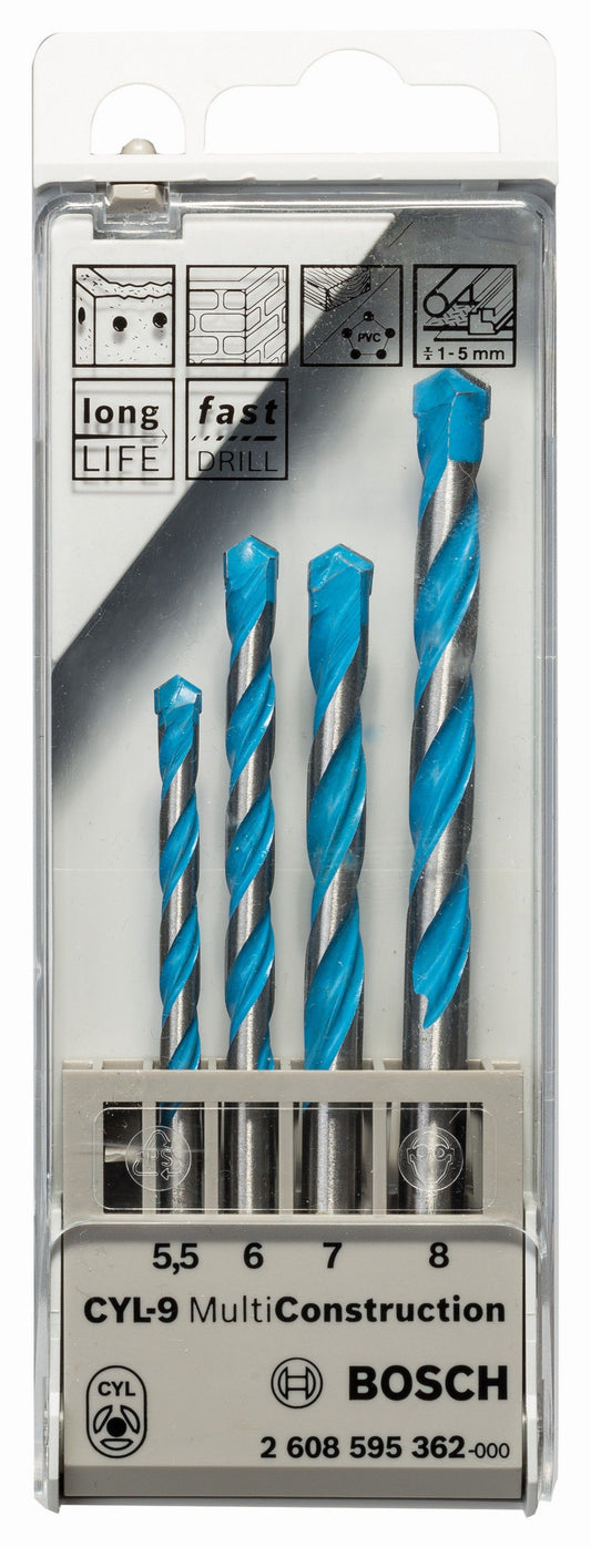Bosch CYL-9 4 Piece Multi Construction Multi-Purpose Drill Bit Set
