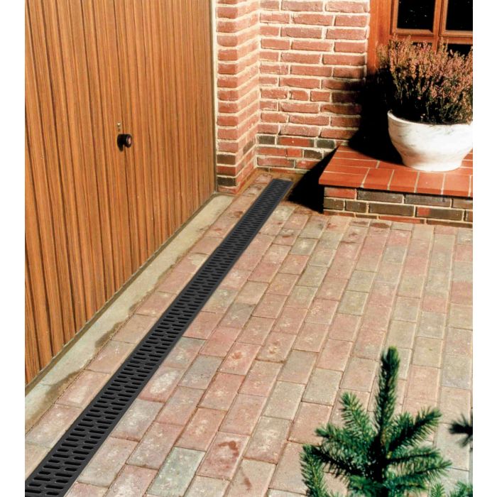 ACO Hexdrain Channel & Black Plastic Grating - 1m