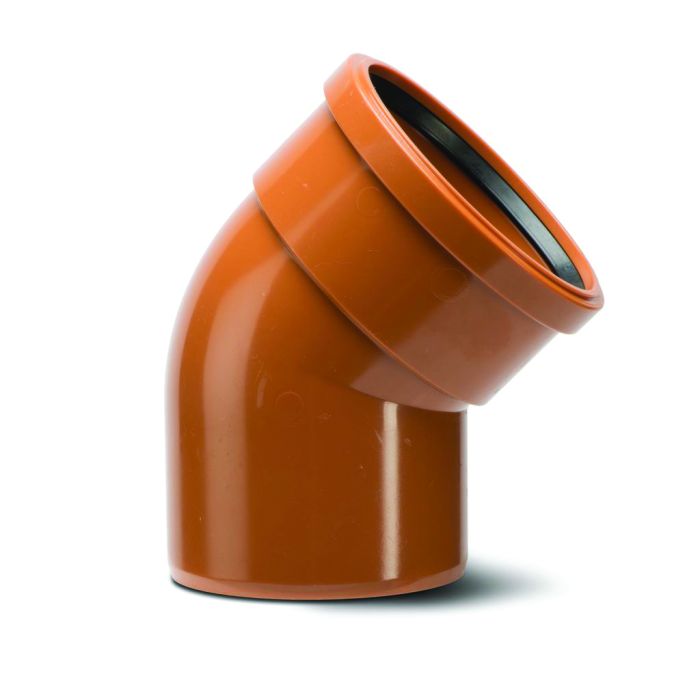 Polypipe 110mm Short Radius Bend Single Socket 30deg - Terracotta - UG468