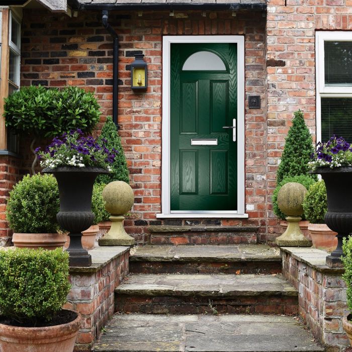 Crystal GRP Door 4 Panel & Sunburst Glass (Left Hand) 920 x 2055mm Obscure - Green