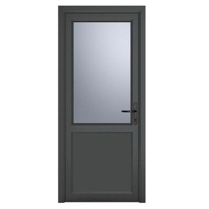 Crystal uPVC Open In Single Door (Left Hand) Half Glass/Half Panel890 x 2090mm Obscure - Grey External/White Internal