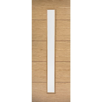 Lille Solid Core Internal Door - Prefinished - 1L Clear Glazed 1981 x 838mm Oak OLILLEGL33