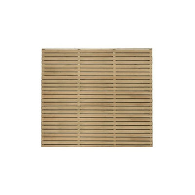 Forest Contemporary Double Slatted Fence Panel 1.8m x 1.5m Treated Timber (Pack of 5)