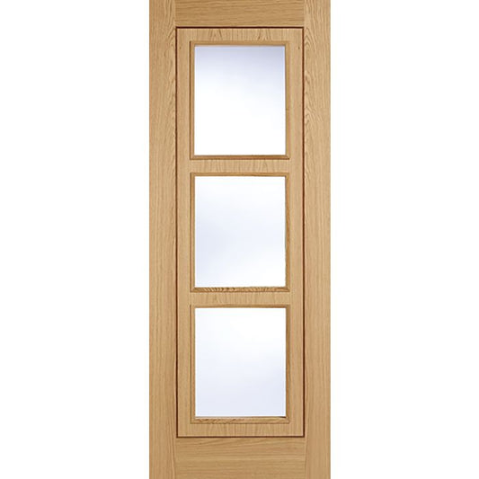 Inlay Solid Core Internal Door - Prefinished - 3L Clear Glazed 1981 x 686mm Oak INLAYGL27