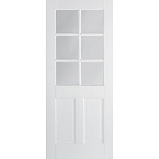 Canterbury Solid Core Internal Door - Primed - 2P/6L Clear Glazed 1981 x 686mm White WFCAN2P6L27
