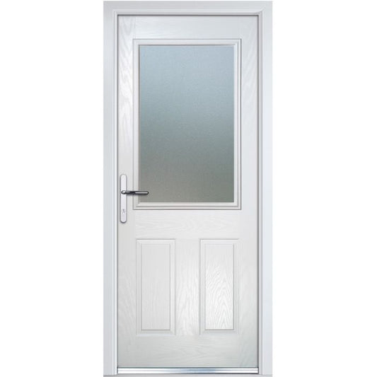 Crystal GRP Door 2 Panels with Glass (Right Hand) 920 x 2055mm Obscure - White