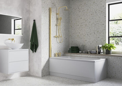 Single Straight Bath Screen - Brushed Brass