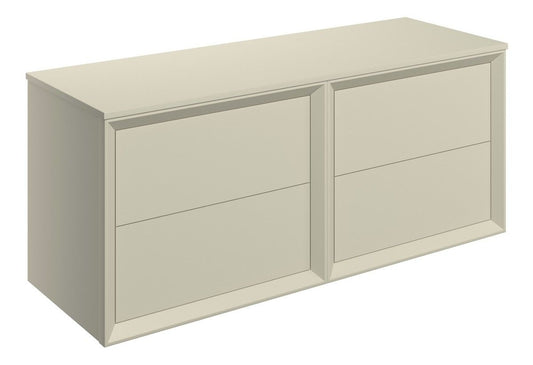 Drawn Wall Hung 4 Drawer Basin Unit & Top 1200mm - Matt Cotton