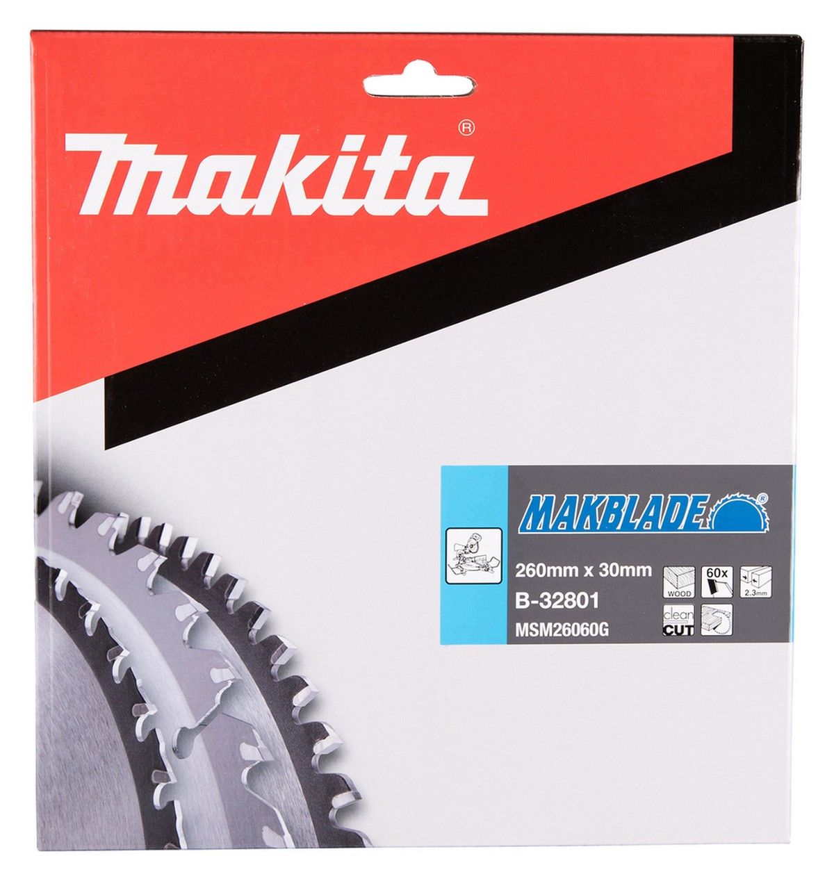 Makita Mitre Saw TCT Blade 260mm x 2.3mm Kerf - 30mm Bore x 60T