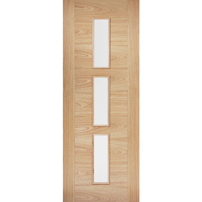 Sofia Solid Core Internal Door - Prefinished - 3L Clear Glazed 2040 x 826mm Oak OSOFIAGL826