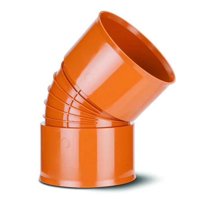 PolySewer Double Socket Bend - 225mm x 45deg - Terracotta - PS1003 (Inc Seal)