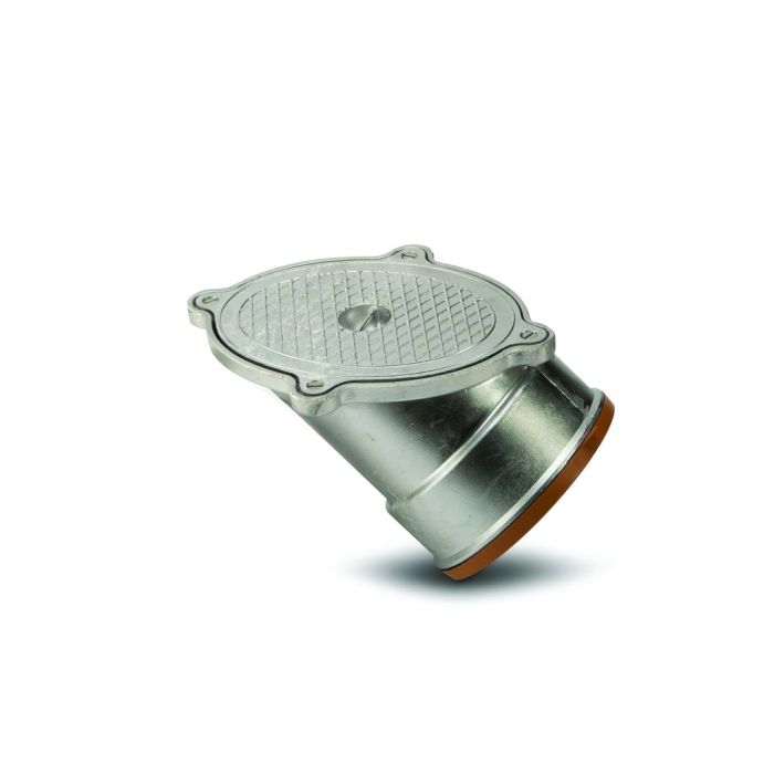 Polypipe 110mm Rodding Eye Terminal Aluminium Plain Oval Top / Spigot Tail 45deg - UG422