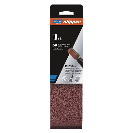 Norton Clipper P50 Sanding Belt 75 x 533mm (Pack of 4)