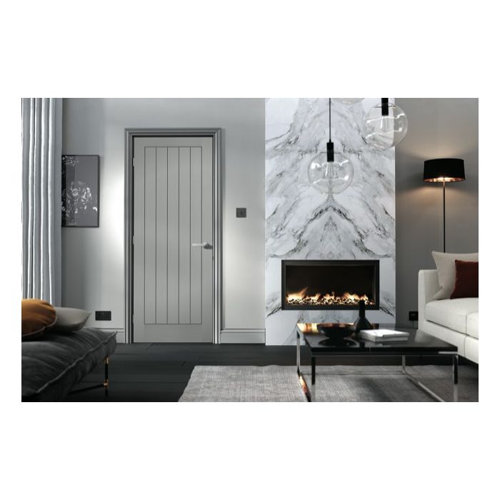 LPD Textured Vertical 5P Internal Door 1981 x 686mm Pre-Finished Grey Composite
