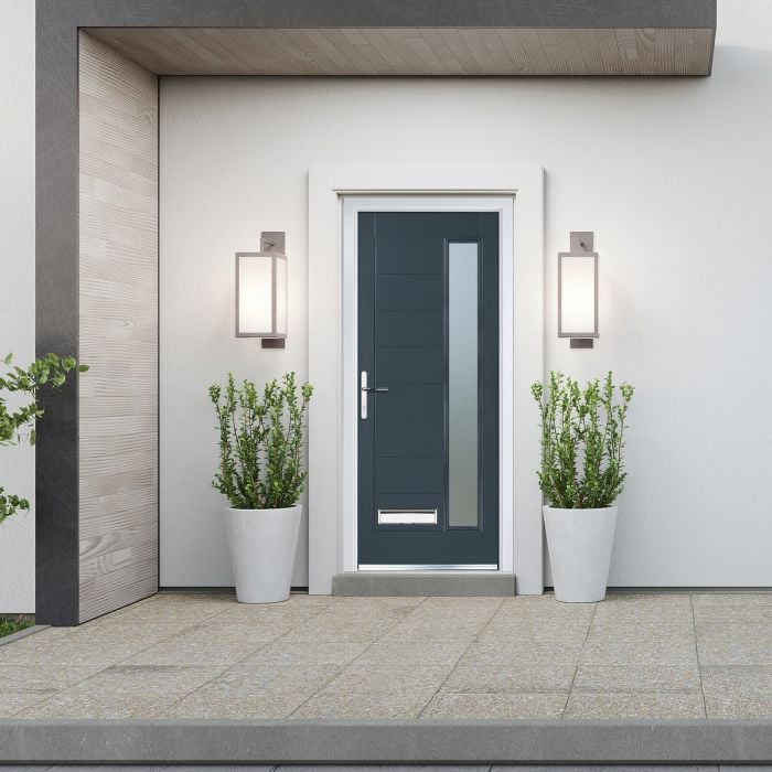 Crystal GRP Door with Long Glass (Right Hand) 920 x 2055mm Obscure - Grey