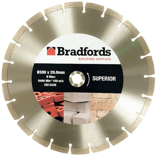 Bradfords Superior Segmented Diamond Blade 300mm x 20mm