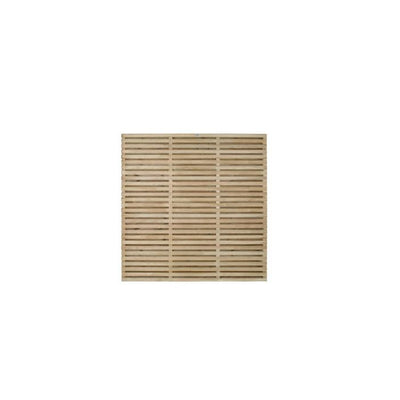 Forest Contemporary Double Slatted Fence Panel 1.8m x 1.8m Treated Timber (Pack of 5)